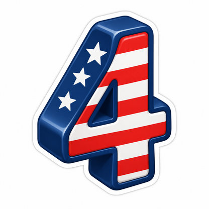 Upright Number 4 In Navy Vinyl Sticker Decal