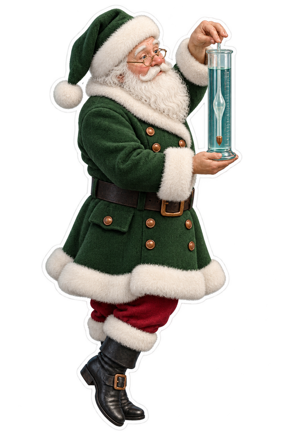 Santa Antique Hand Blown Glass Galactometer Vinyl Sticker Decal