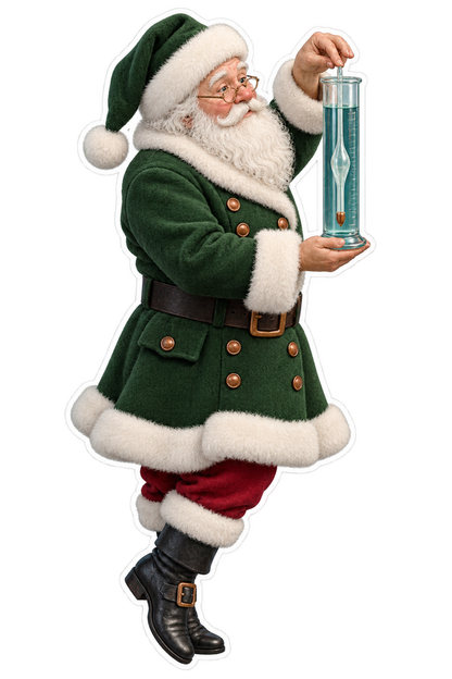Santa Antique Hand Blown Glass Galactometer Vinyl Sticker Decal