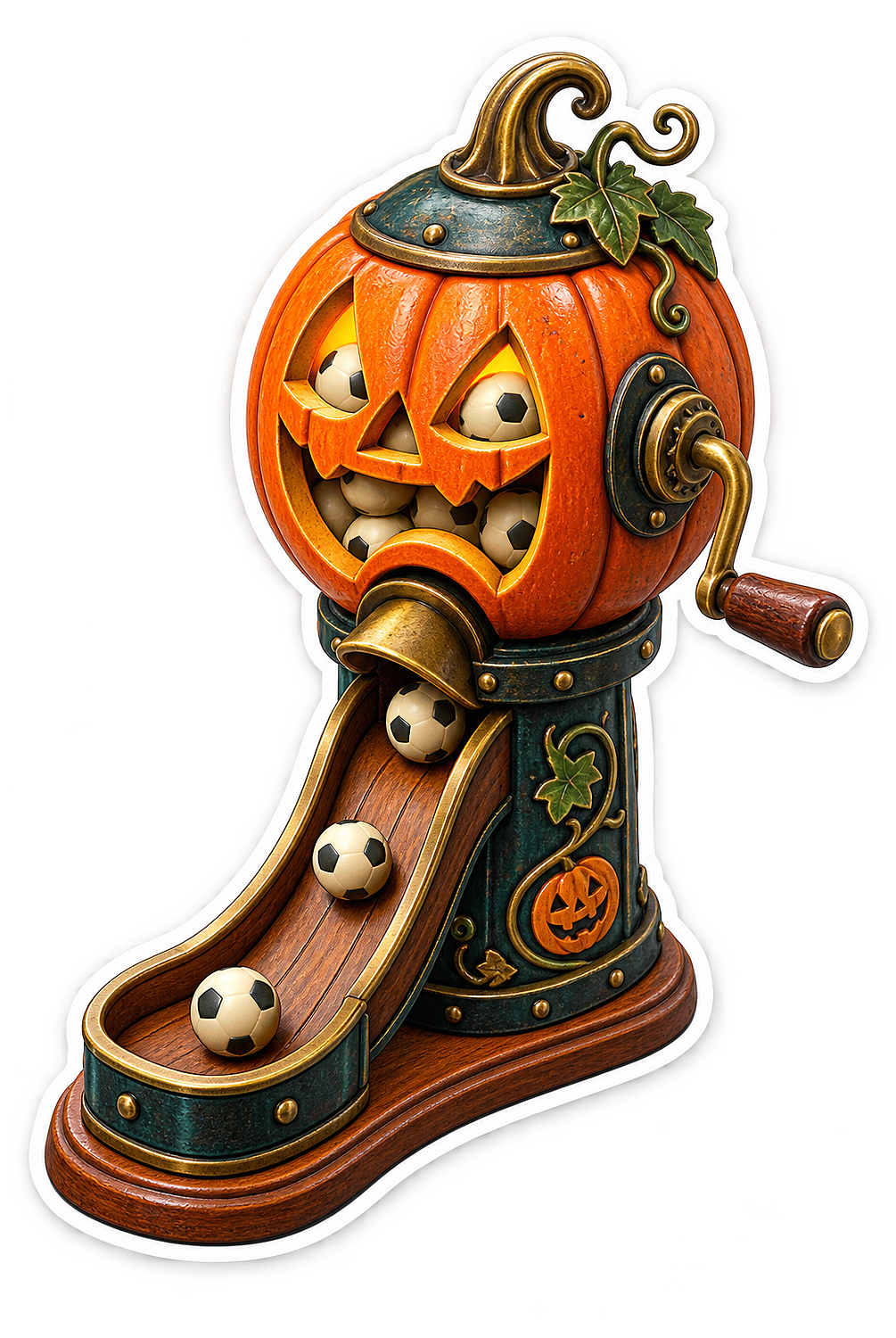 Halloween Foosball Pumpkin Ball Dispenser Vinyl Sticker Decal