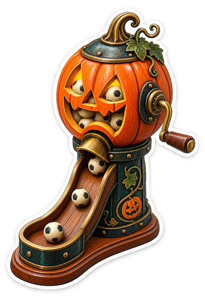 Halloween Foosball Pumpkin Ball Dispenser Vinyl Sticker Decal