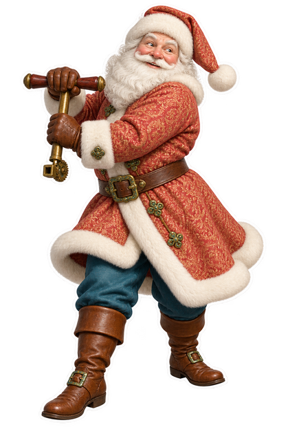 Santa Antique Brass Bookbinders Plough Key Vinyl Sticker Decal