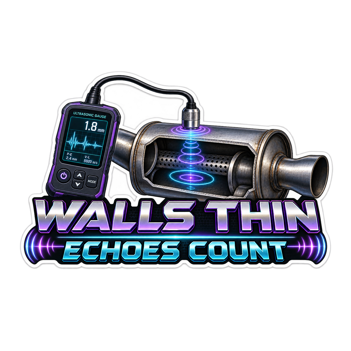 Ultrasonic Exhaust Wall Thickness Gauge Vinyl Sticker Decal
