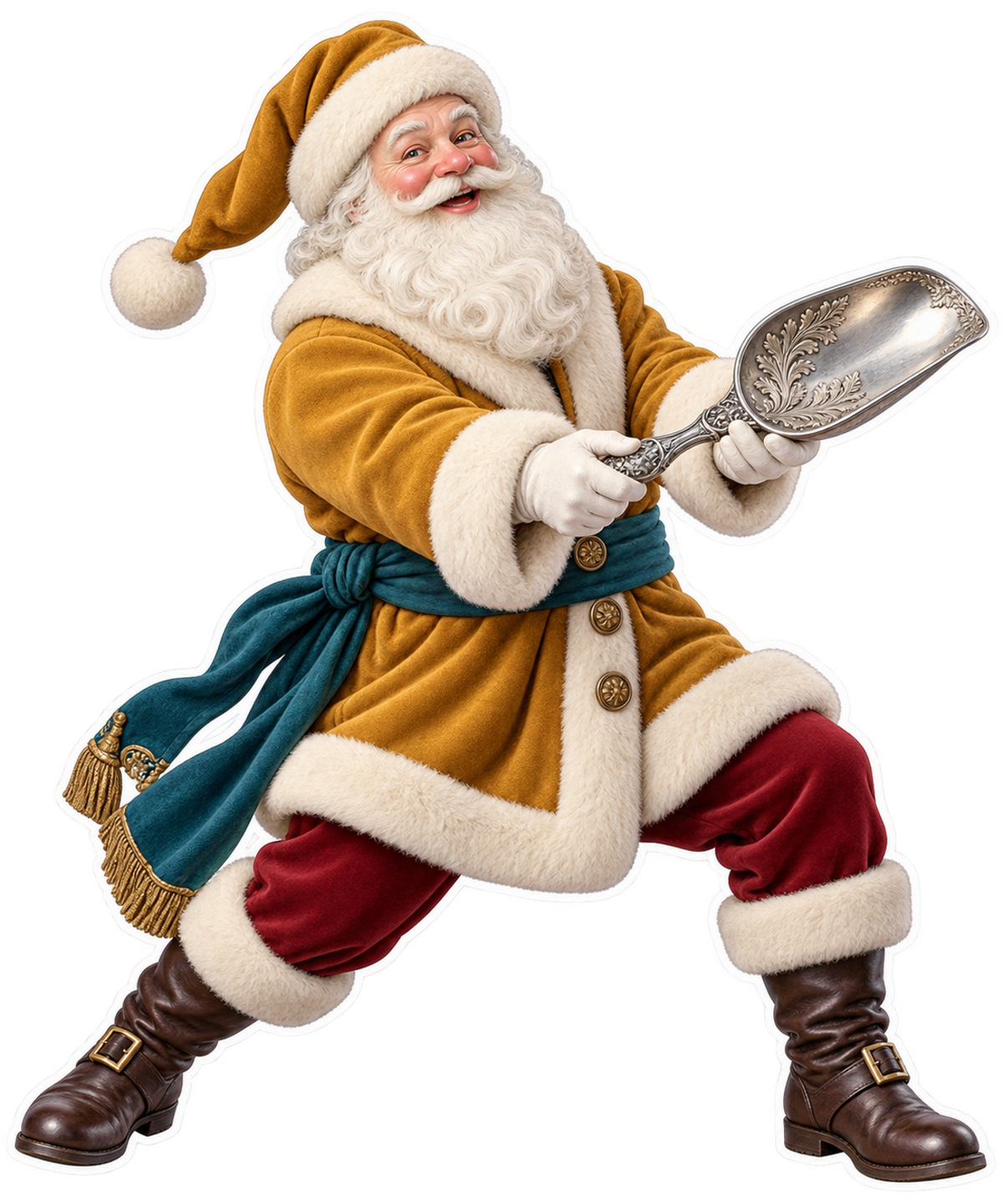 Santa Victorian Silver Crumb Scoop Vinyl Sticker Decal