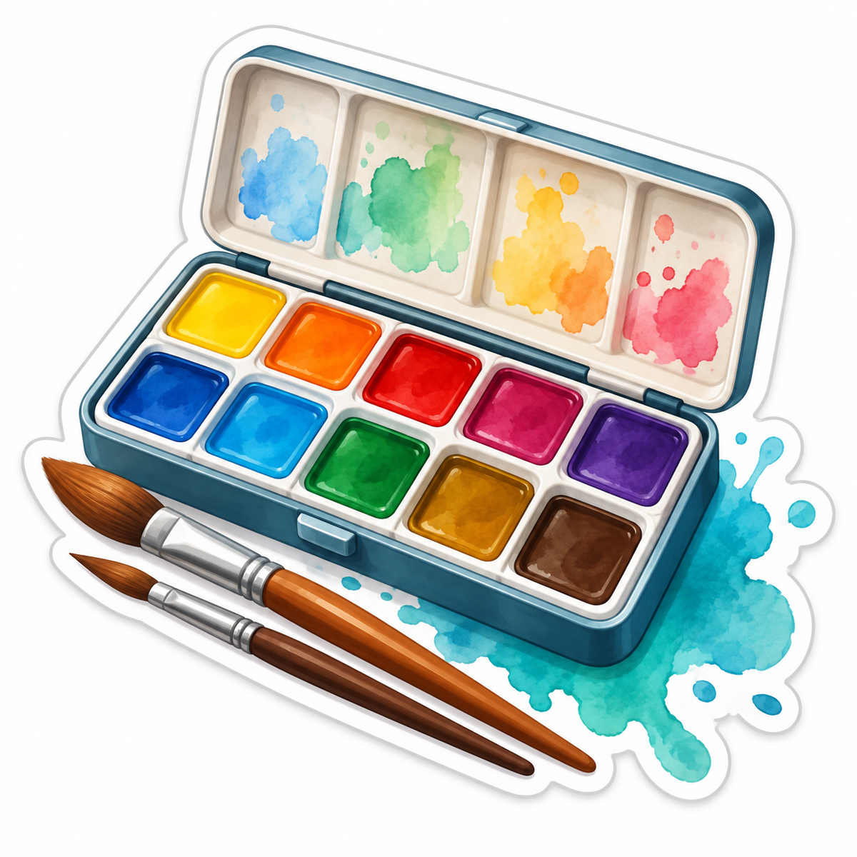Open Watercolor Pan Set Vinyl Sticker Decal