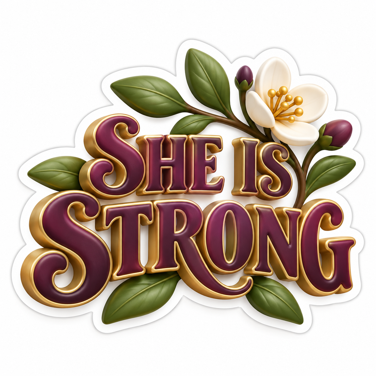 She Is Strong Plum Gold Vinyl Sticker Decal