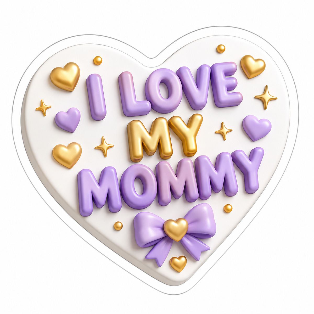 I Love My Mommy Lavender Gold Heart Plaque Vinyl Sticker Decal