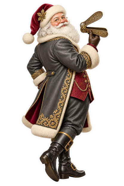 Santa Antique Brass Napkin Clip Vinyl Sticker Decal