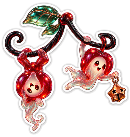 Blown Glass Ghost Cherry Trapeze Duo Vinyl Sticker Decal
