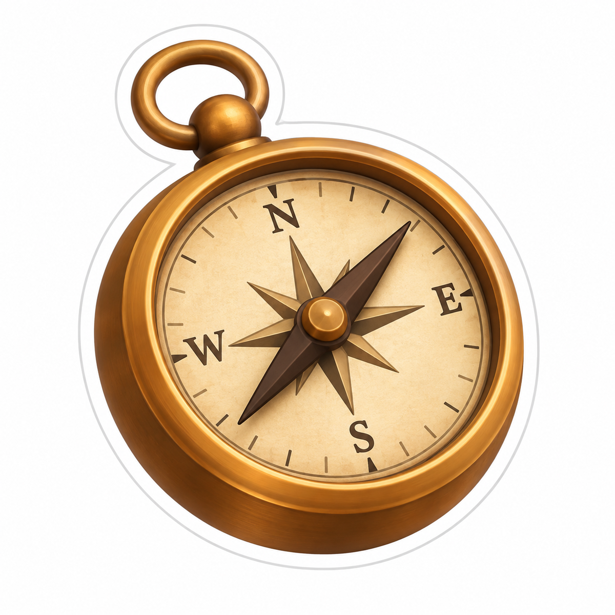 Bronze Compass Parchment Face Vinyl Sticker Decal