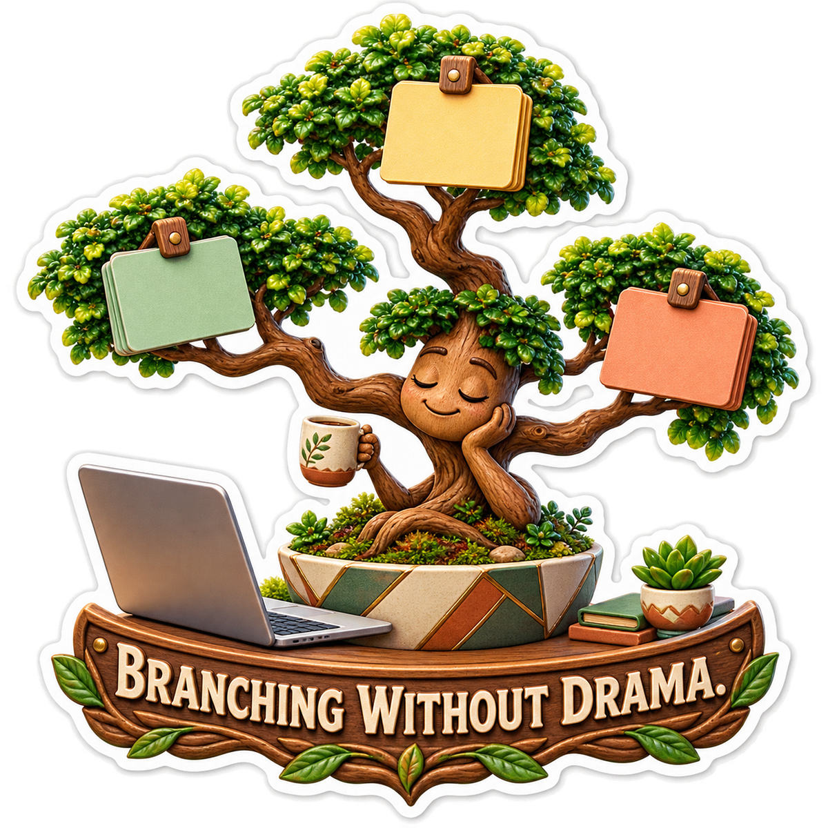 Branching No Drama Bonsai Vinyl Sticker Decal