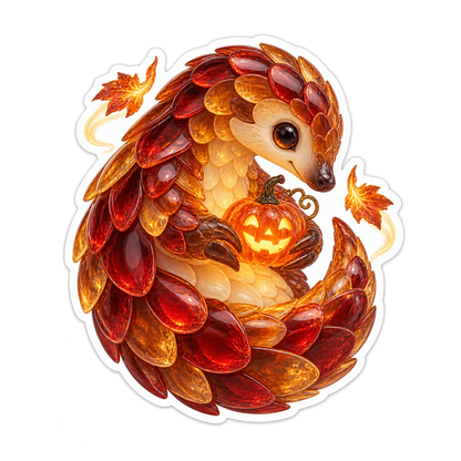 Ruby Amber Glass Pangolin Pumpkin Seedpod Vinyl Sticker Decal