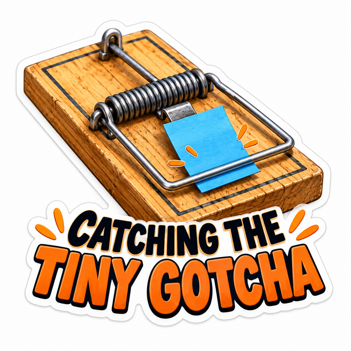 Catching Tiny Gotcha Mousetrap Vinyl Sticker Decal