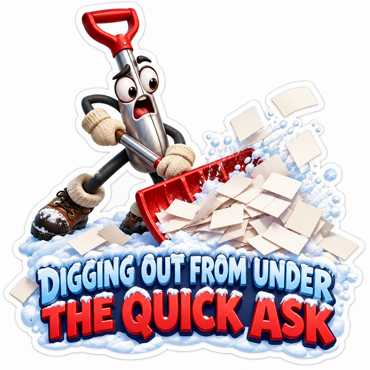Digging Out Quick Ask Snow Shovel Vinyl Sticker Decal