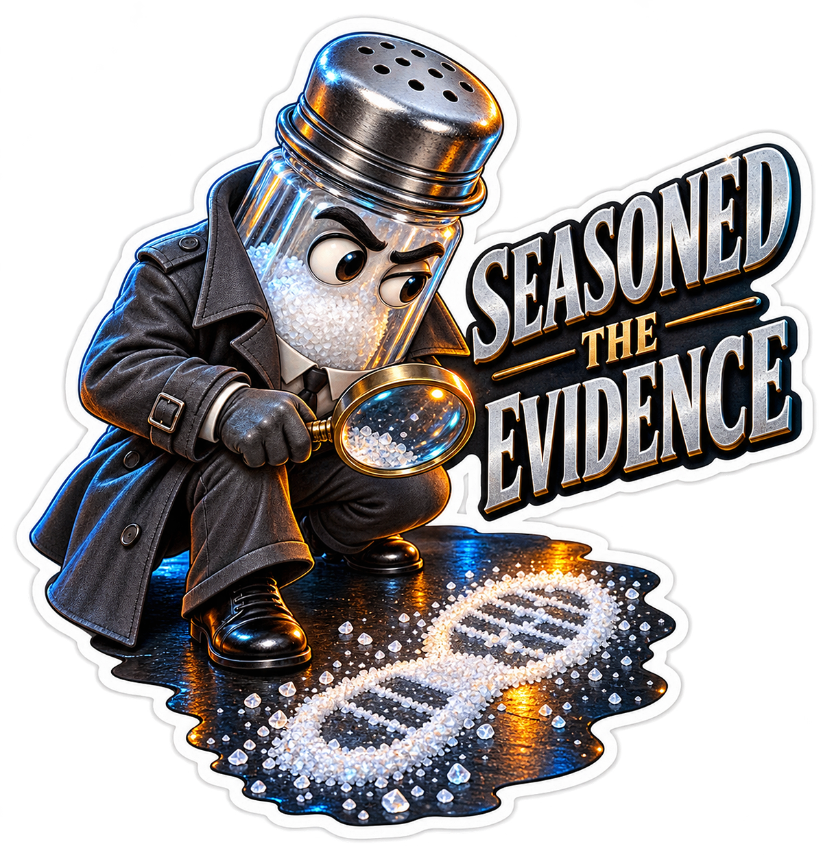 Seasoned Evidence Salt Shaker Detective Vinyl Sticker Decal