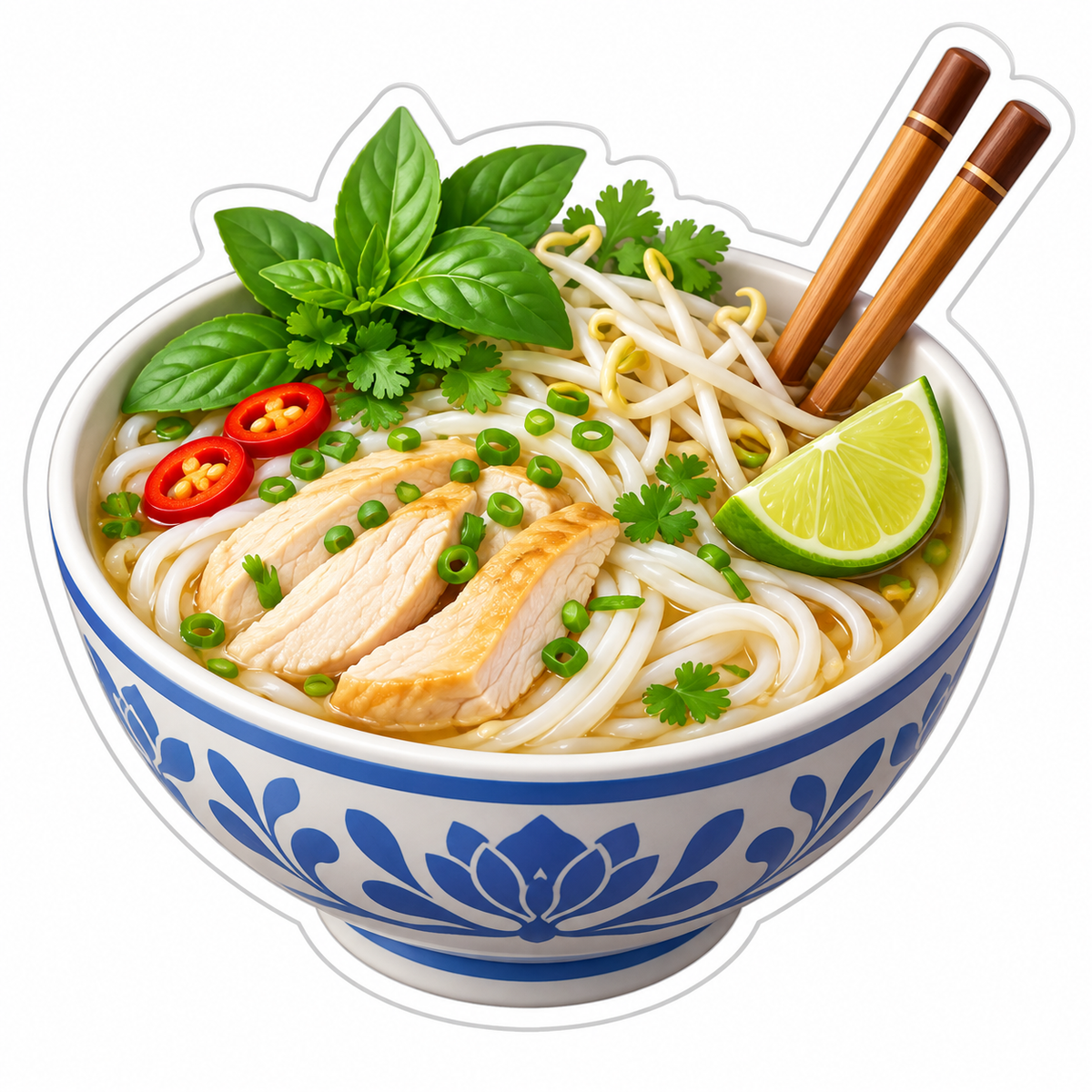 Chicken Rice Noodles Lime Chopsticks Vinyl Sticker Decal
