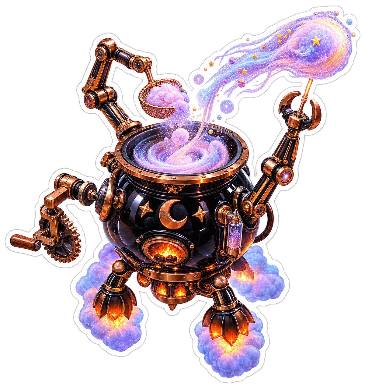 Black Glass Cauldron Cotton Candy Comet Spinner Vinyl Sticker Decal