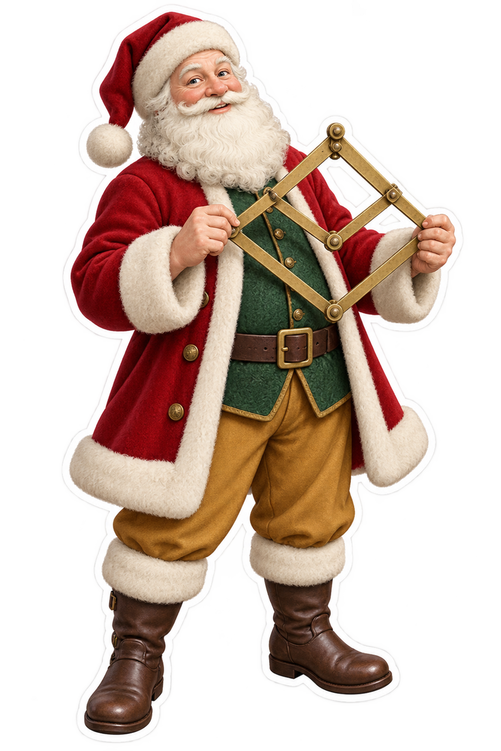 Santa Antique Brass Pocket Pantograph Vinyl Sticker Decal