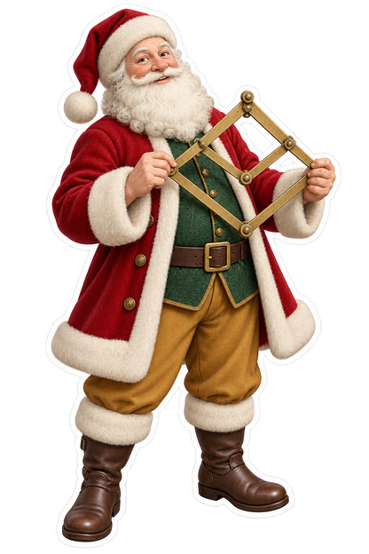 Santa Antique Brass Pocket Pantograph Vinyl Sticker Decal