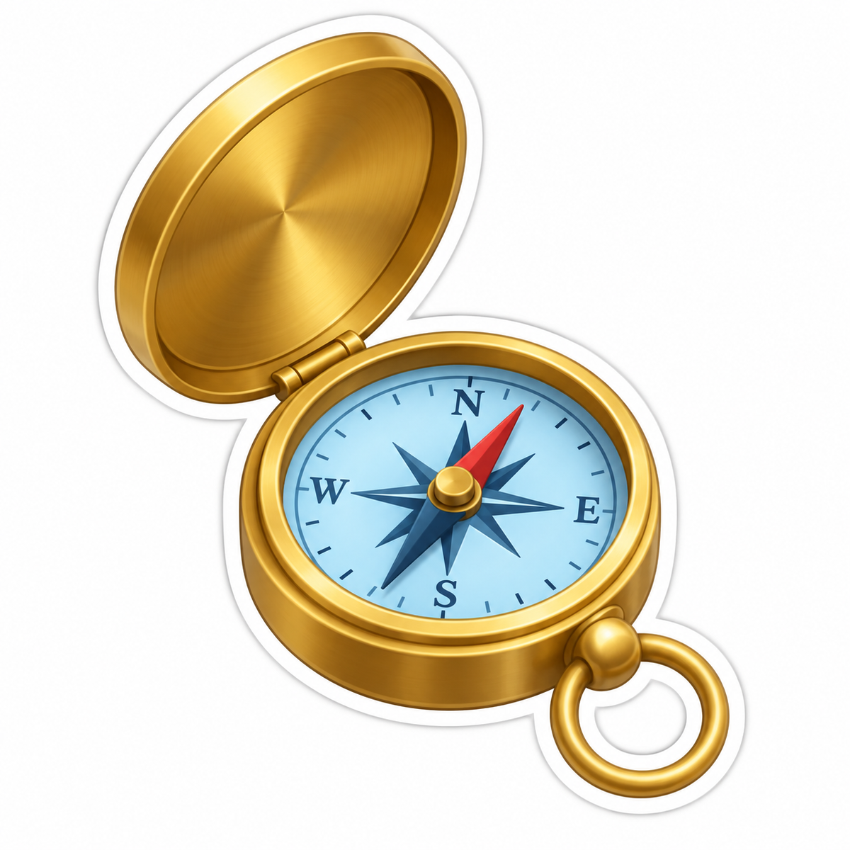 Open Brass Pocket Compass Vinyl Sticker Decal