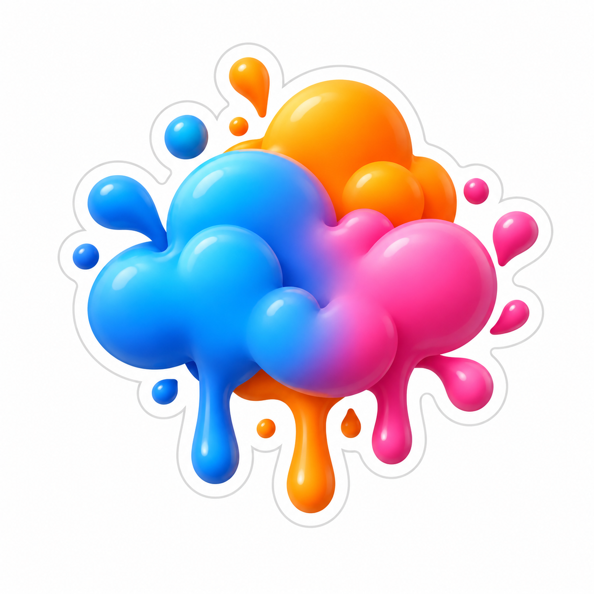 Blue Pink And Orange Paint Cloud With Drips Vinyl Sticker Decal