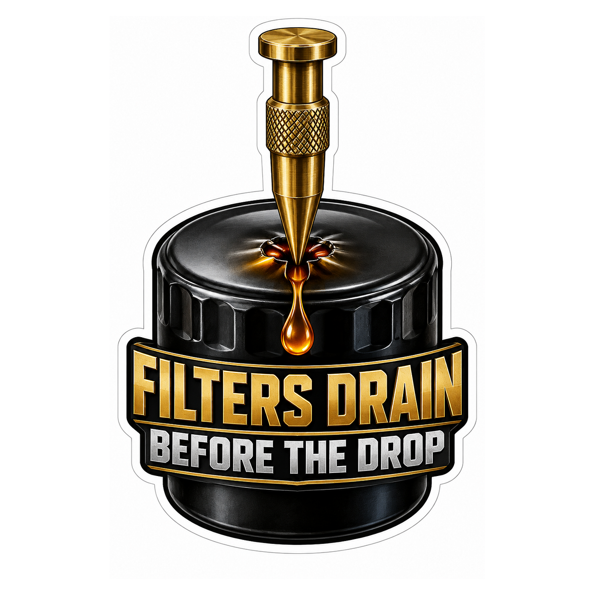 Oil Filter Drain Punch Vinyl Sticker Decal
