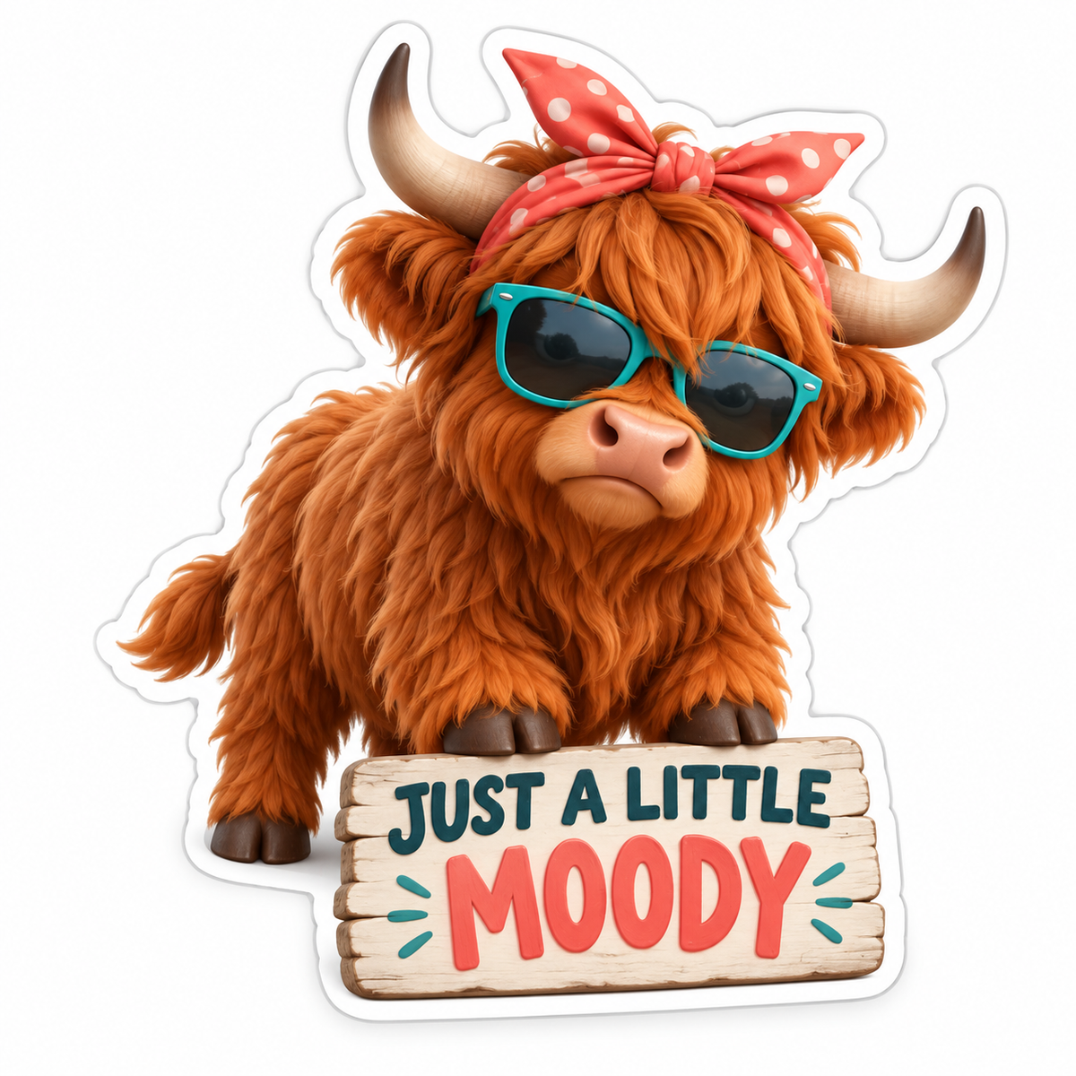 Just A Little Moody Teal Coral Vinyl Sticker Decal