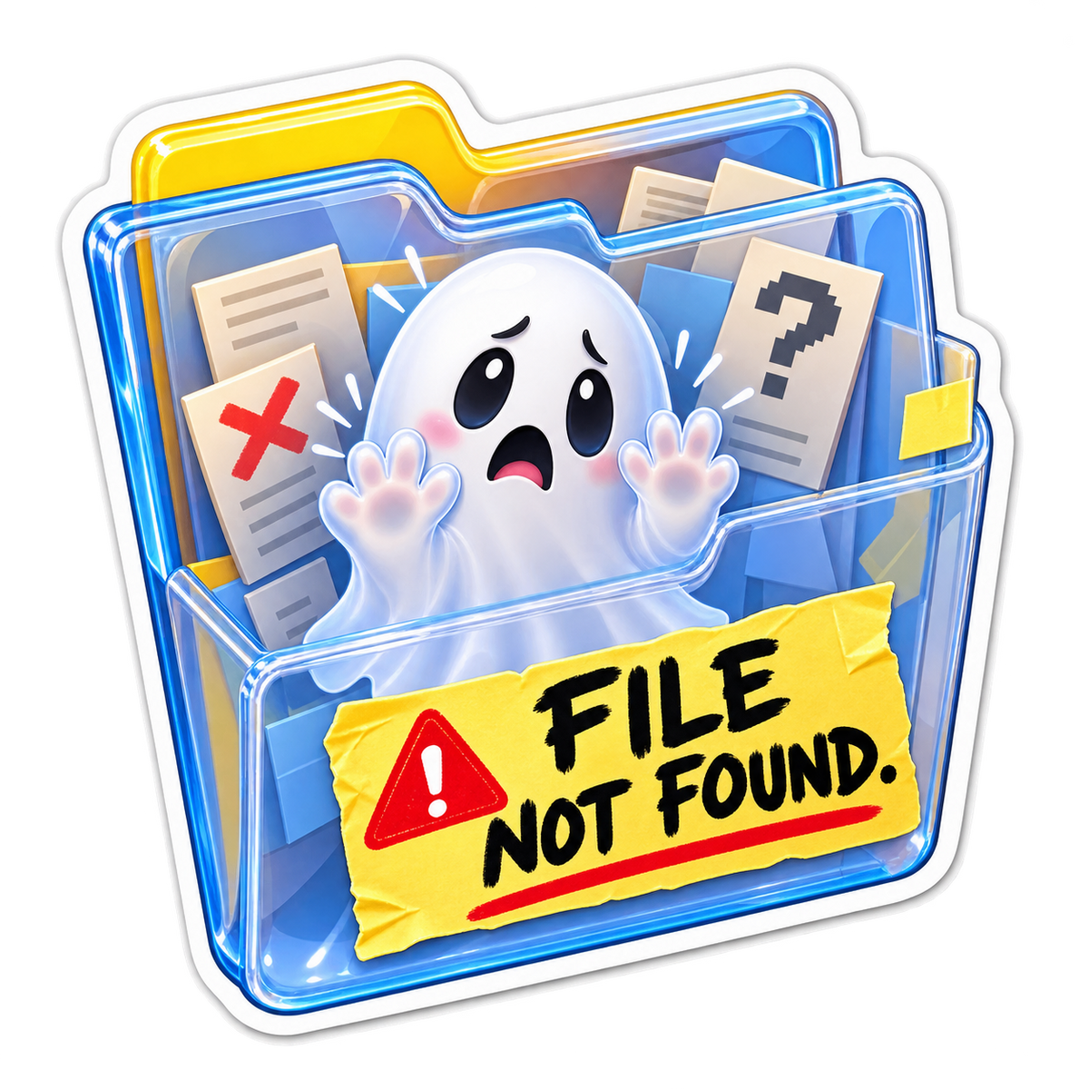 File Not Found Ghost in Folder Vinyl Sticker Decal