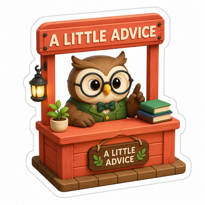A Little Advice Owl at Coral Booth Vinyl Sticker Decal