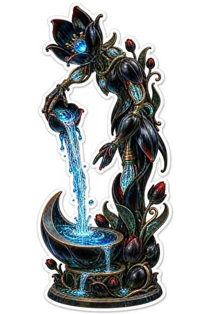 Black Glass Tulip Fountain Golem Vinyl Sticker Decal