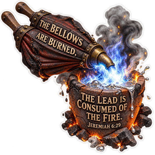 Bible Bellows Lead Fire Jeremiah 6 29 Vinyl Sticker Decal