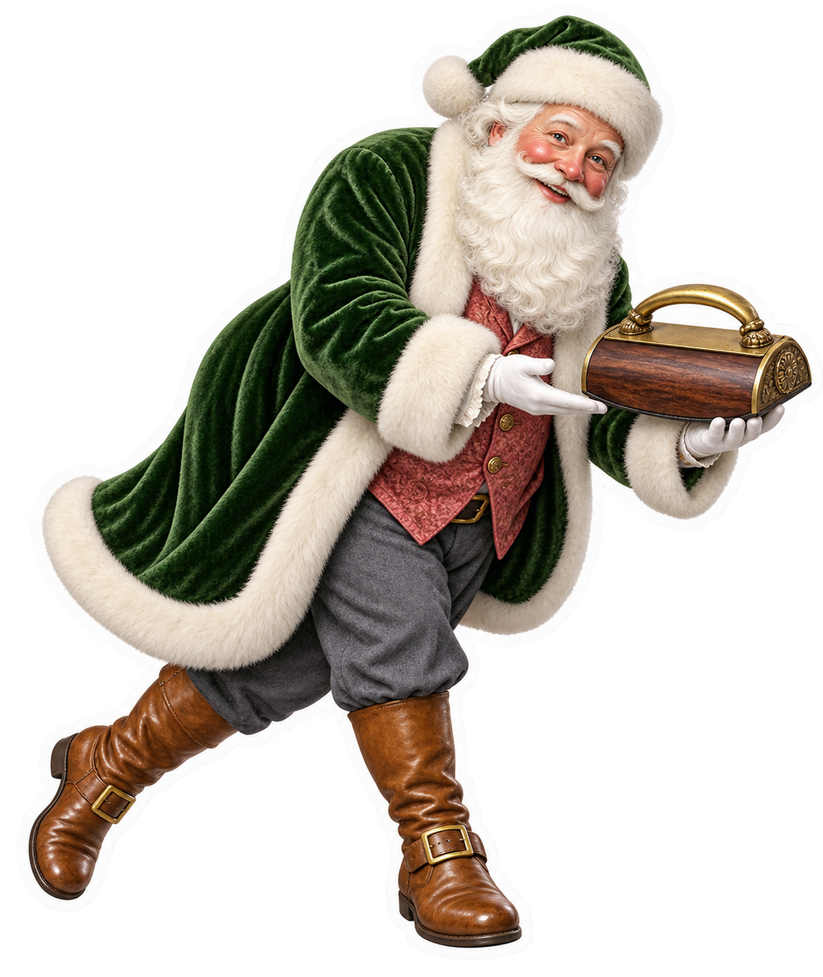 Santa Antique Brass Walnut Ink Blotter Rocker Vinyl Sticker Decal