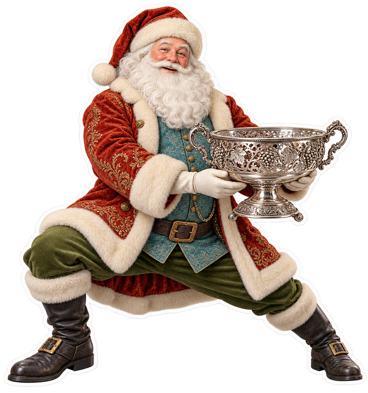 Santa Victorian Silver Grape Washer Vinyl Sticker Decal
