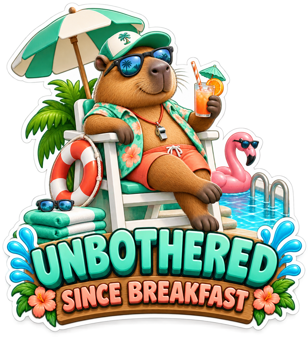 Unbothered Since Breakfast Capybara Vinyl Sticker Decal