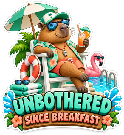 Unbothered Since Breakfast Capybara Vinyl Sticker Decal