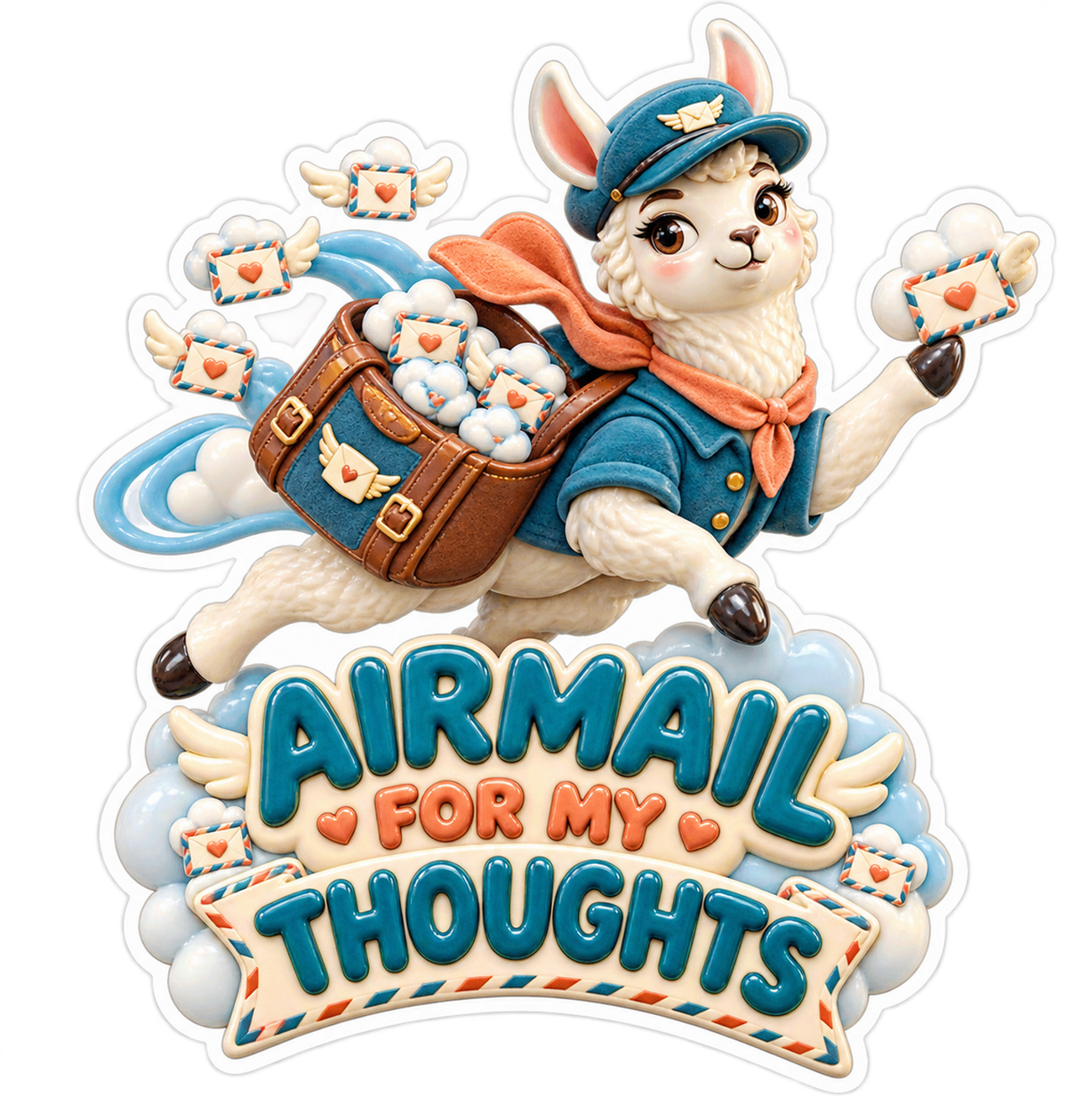 Airmail for My Thoughts Llama Courier Vinyl Sticker Decal