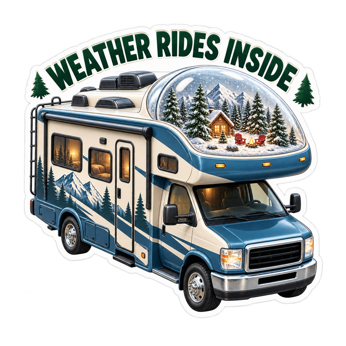 Weather Rides Inside Vinyl Sticker Decal