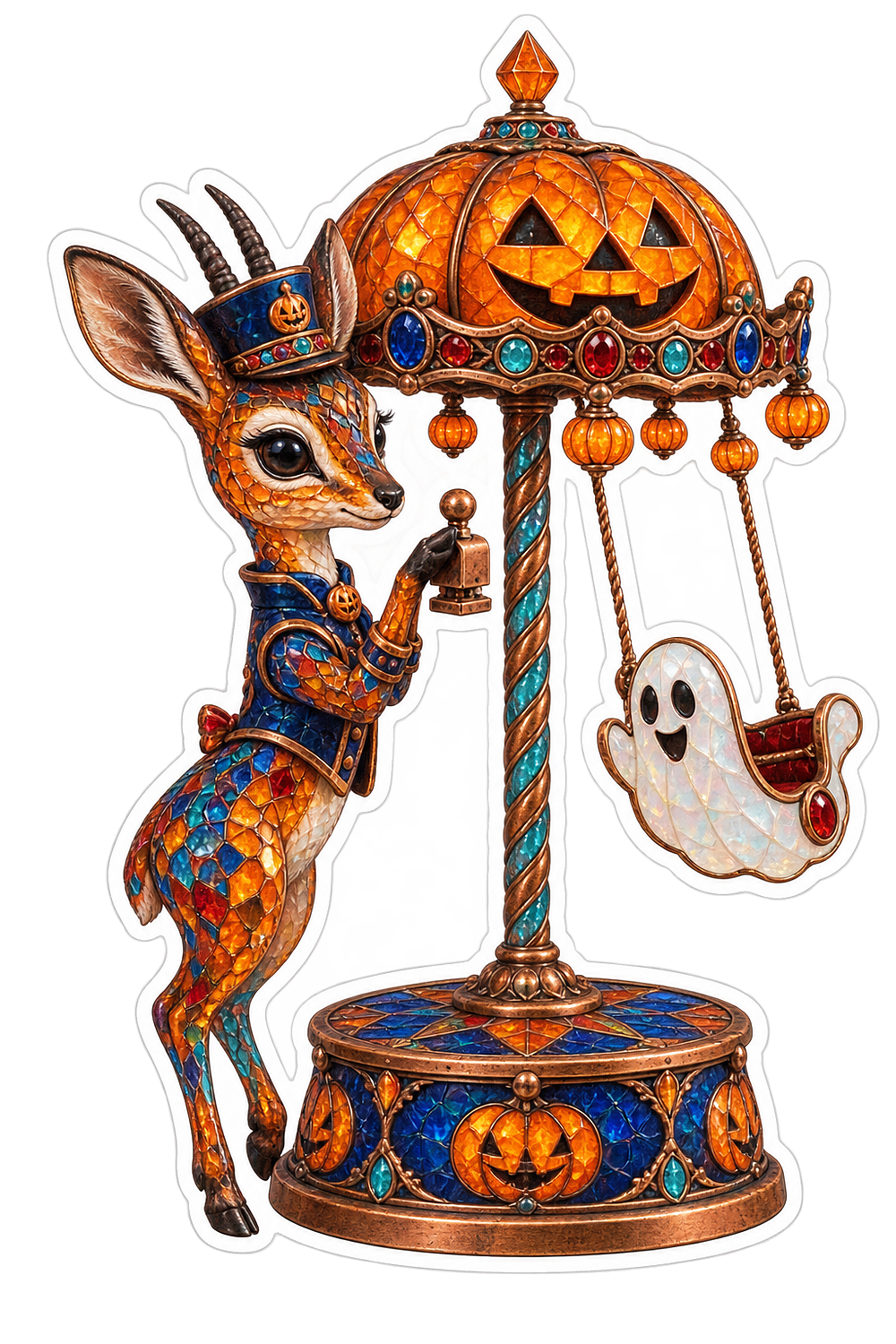 Mosaic Dik Dik Pumpkin Carousel Ticket Taker Vinyl Sticker Decal