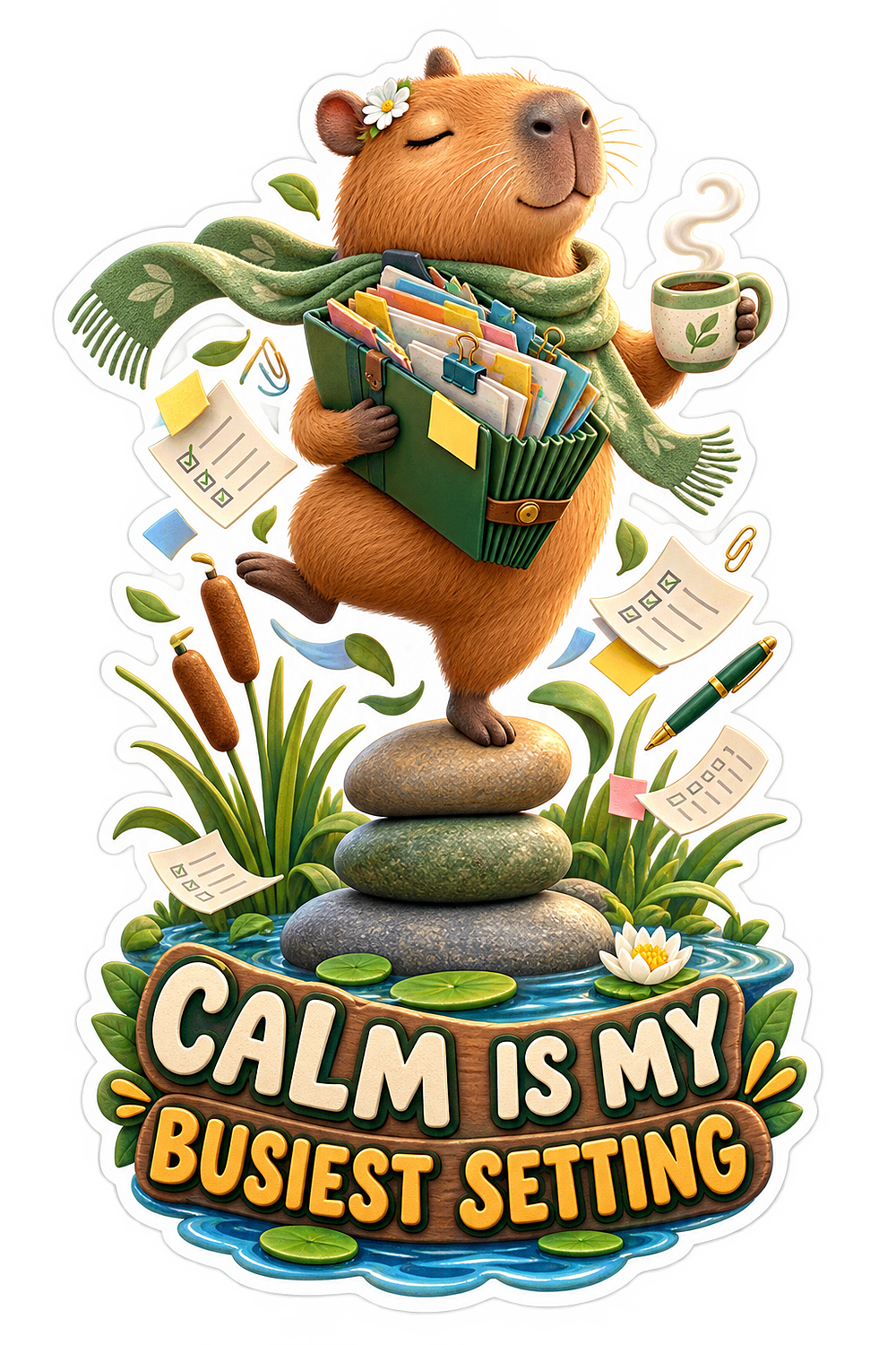 Calm Busiest Capybara Vinyl Sticker Decal