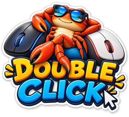 Double Click Crab on Black Computer Mice Vinyl Sticker Decal