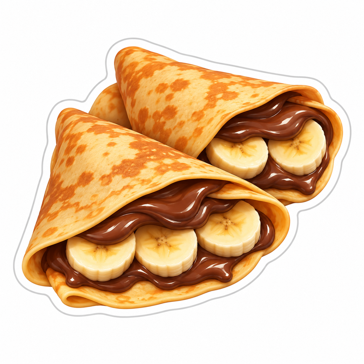 Two Folded Sweet Crepes Filled Vinyl Sticker Decal