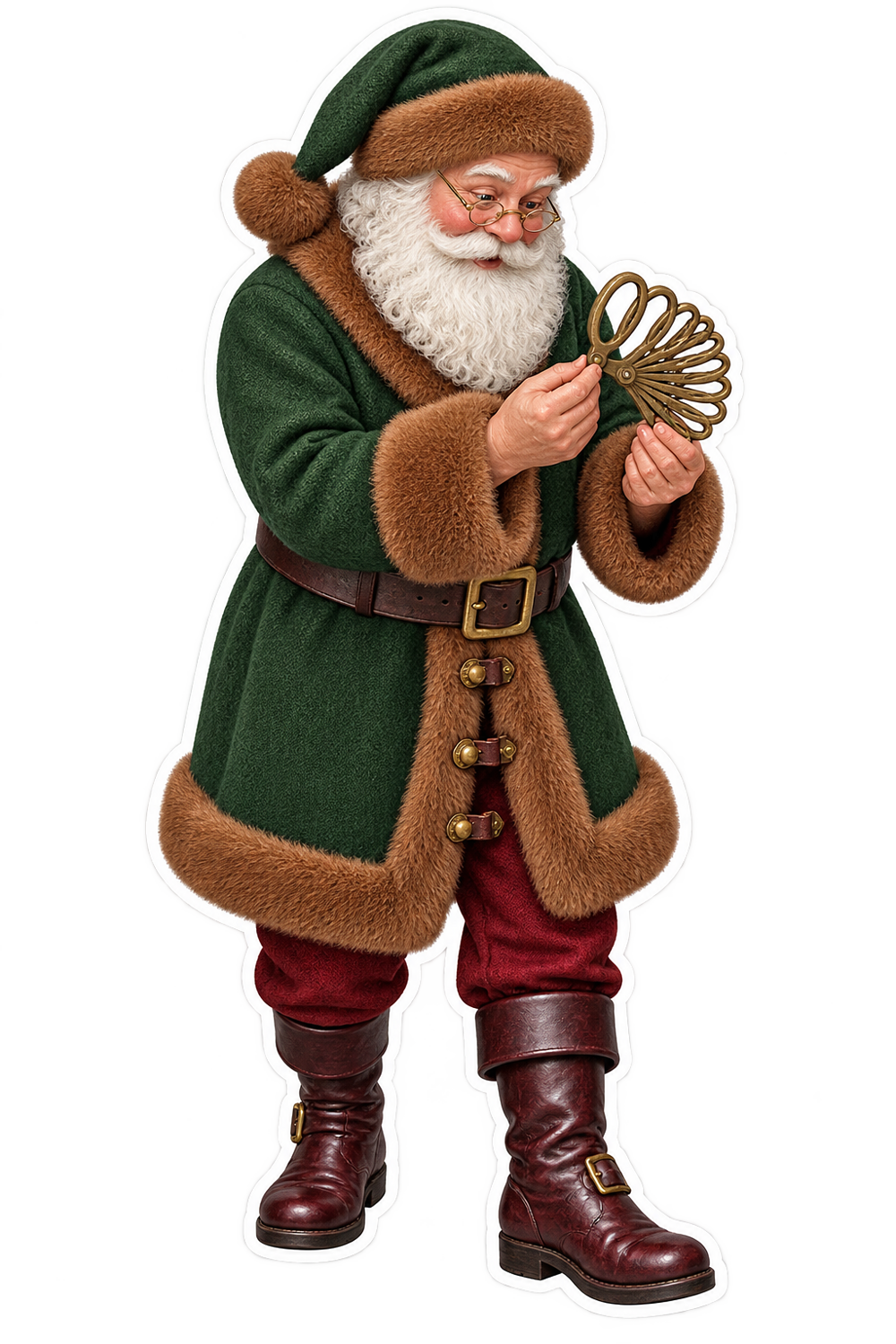 Santa Antique Brass Glove Finger Gauge Vinyl Sticker Decal