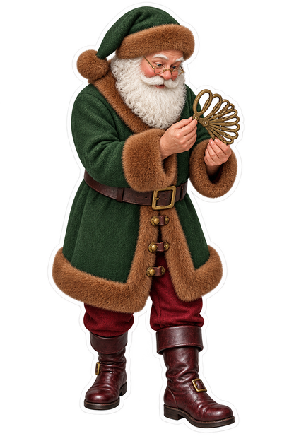 Santa Antique Brass Glove Finger Gauge Vinyl Sticker Decal
