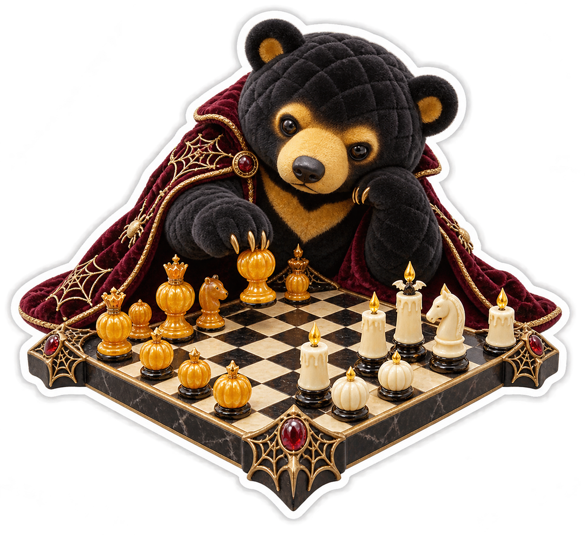 Quilted Citrine Sun Bear Cobweb Chess Grandmaster Vinyl Sticker Decal