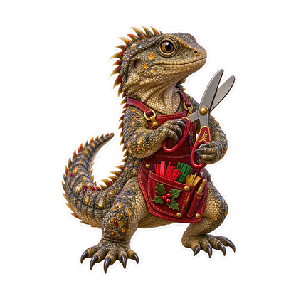 Fossil Resin Tuatara Cracker Fringing Shears Vinyl Sticker Decal