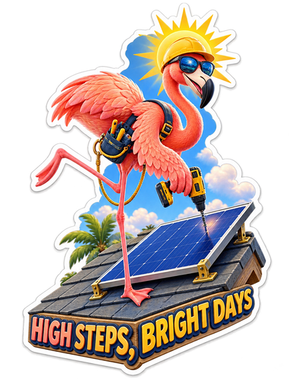 High Steps Bright Days Flamingo Solar Panel Vinyl Sticker Decal