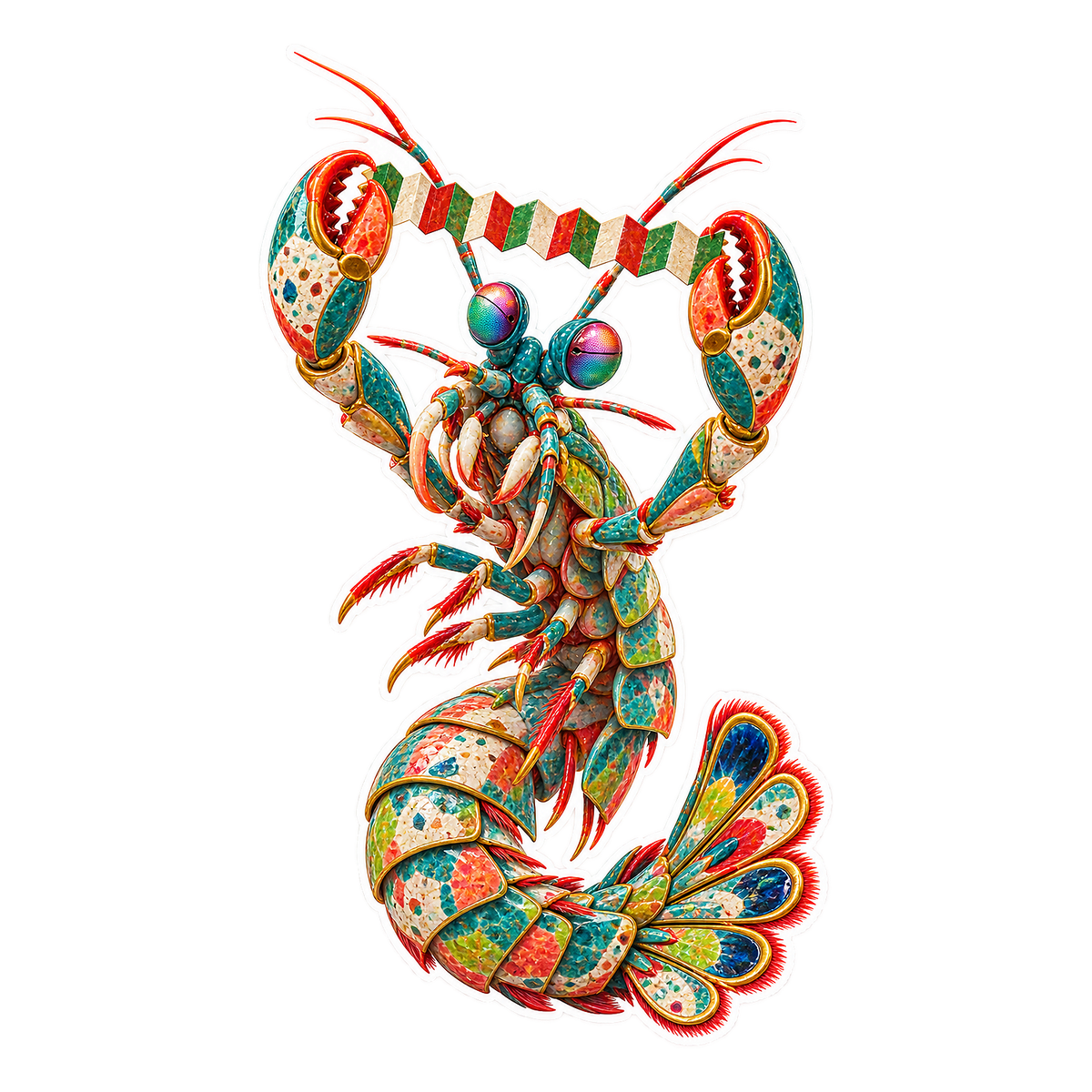 Mosaic Mantis Shrimp Cracker Snap Calibrator Vinyl Sticker Decal