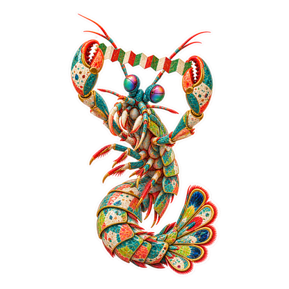 Mosaic Mantis Shrimp Cracker Snap Calibrator Vinyl Sticker Decal