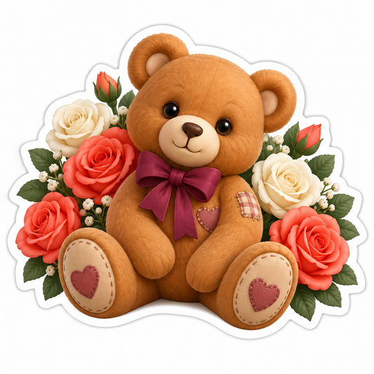 Honey-Brown Teddy Bear Brown Plum Vinyl Sticker Decal