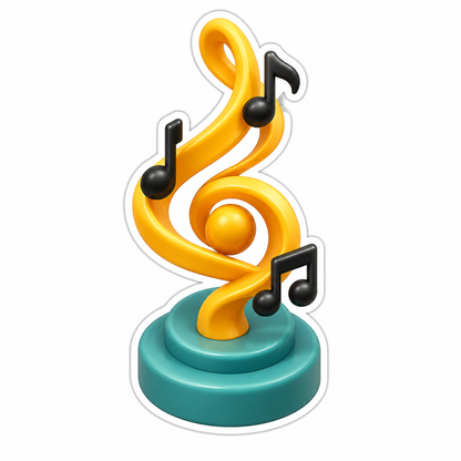 Gold Treble Clef Black Notes Teal Base Vinyl Sticker Decal